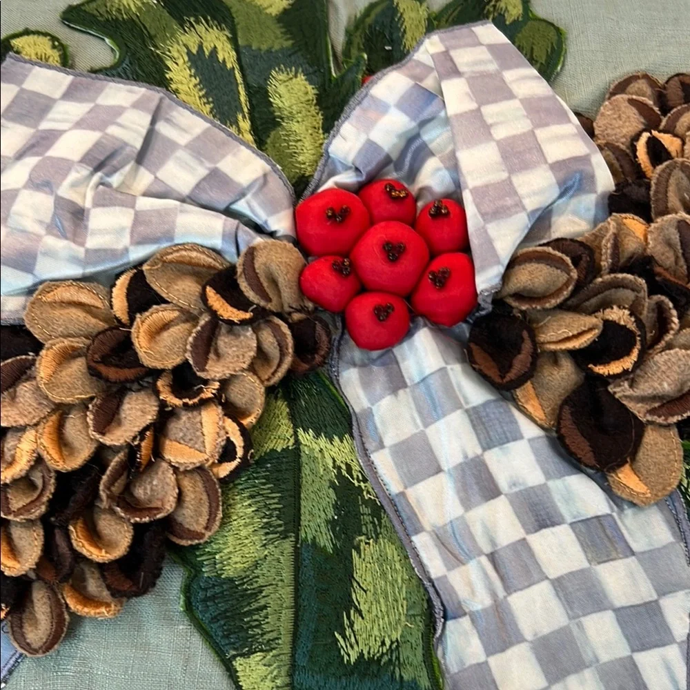 MacKenzie-Childs Farmhouse Holly Holiday Lumbar Pillow - 16”W x 26”L x 5”H